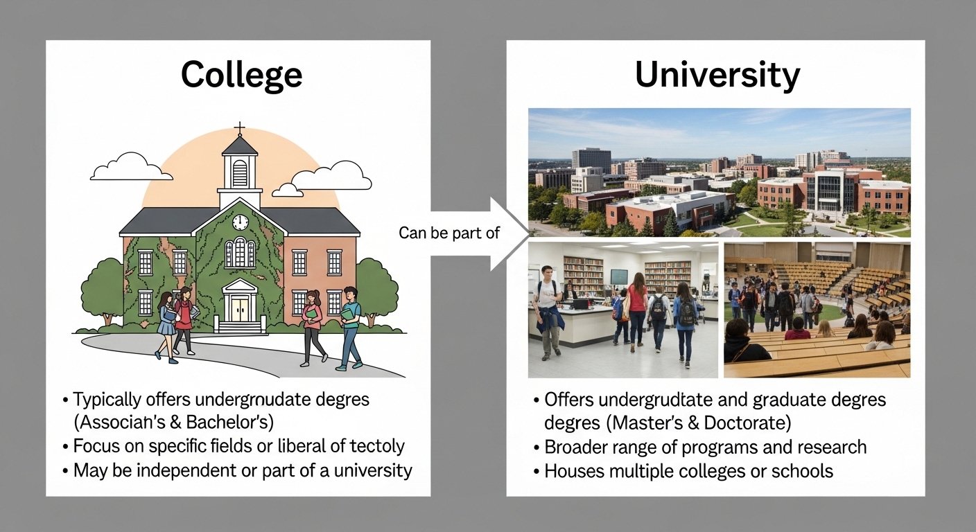 Difference between college and university in USA