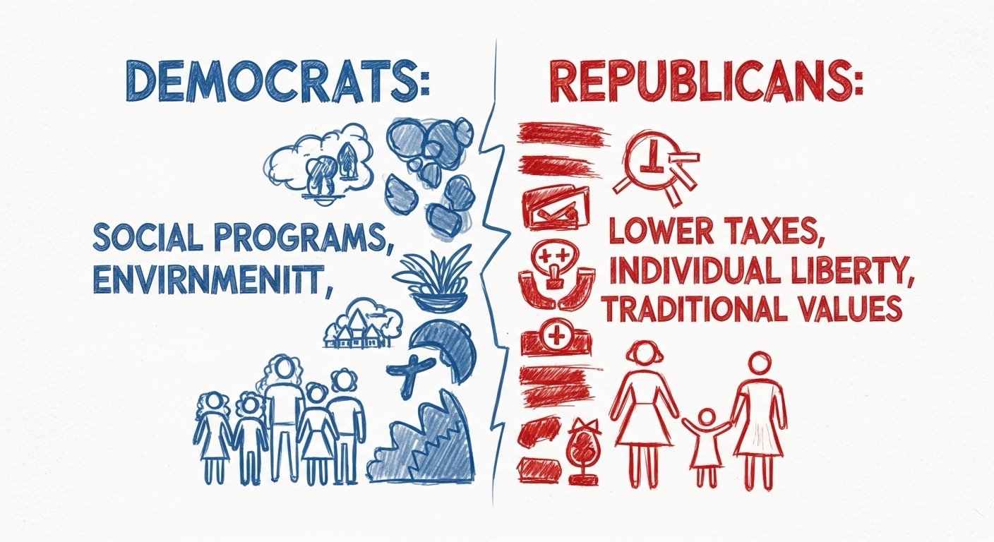 Difference between Democrats and republicans