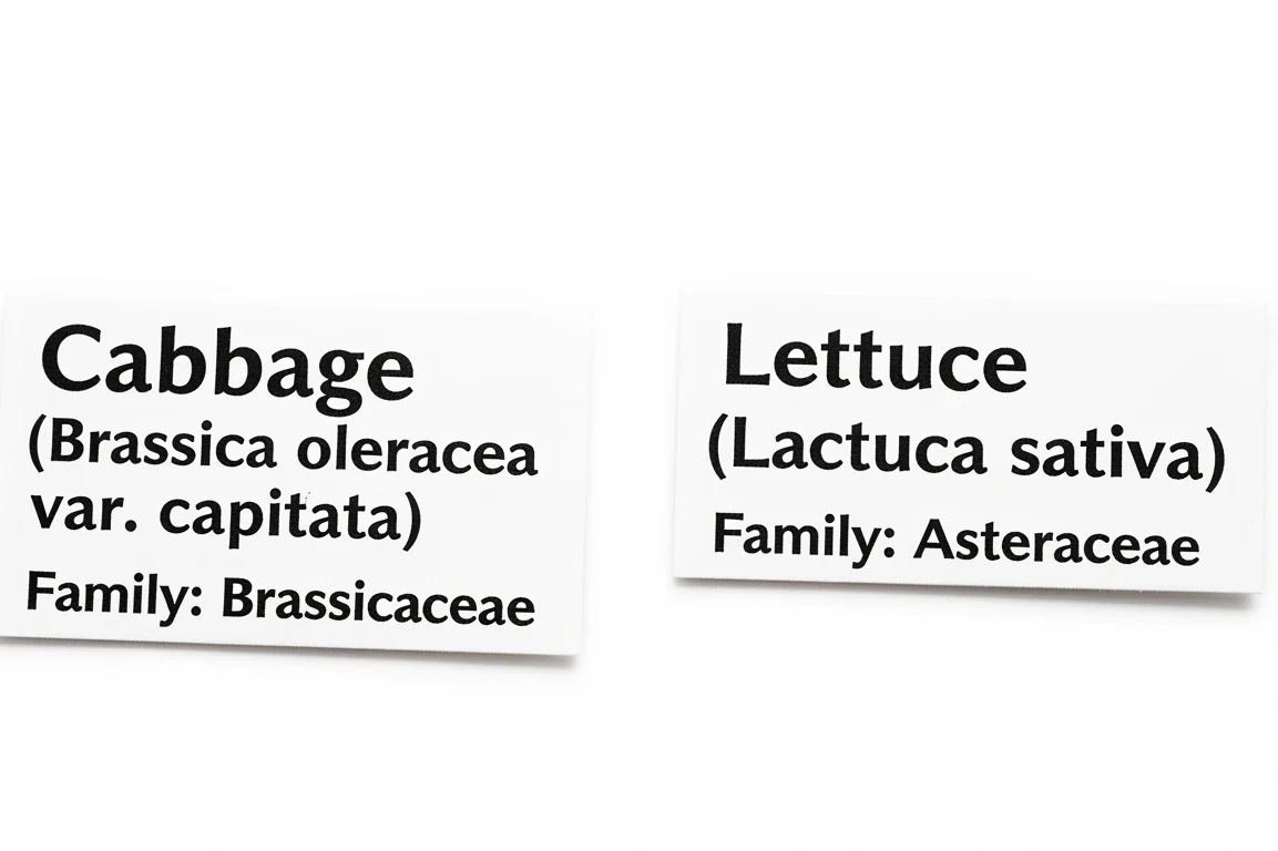 Scientific names of cabbage and lettuce