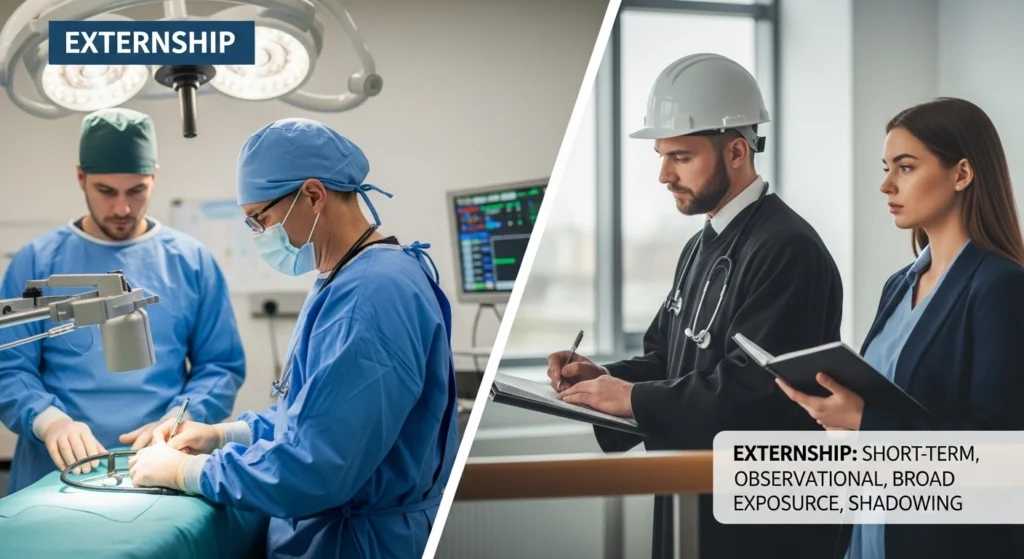  the difference between internship and externship  Professional